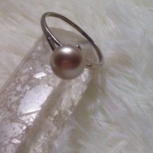 .925 Coated Sterling Silver Brown Pearl Ring